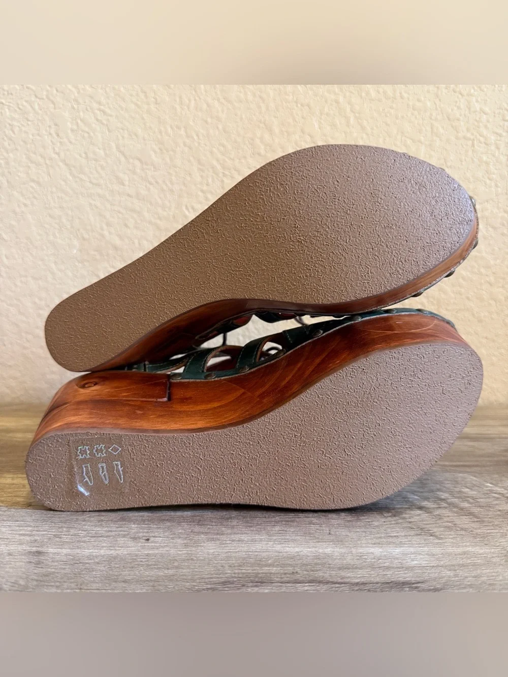 NWT Bed Stu Shirin Wooden Platform Leather Sandals  Womens Size 10